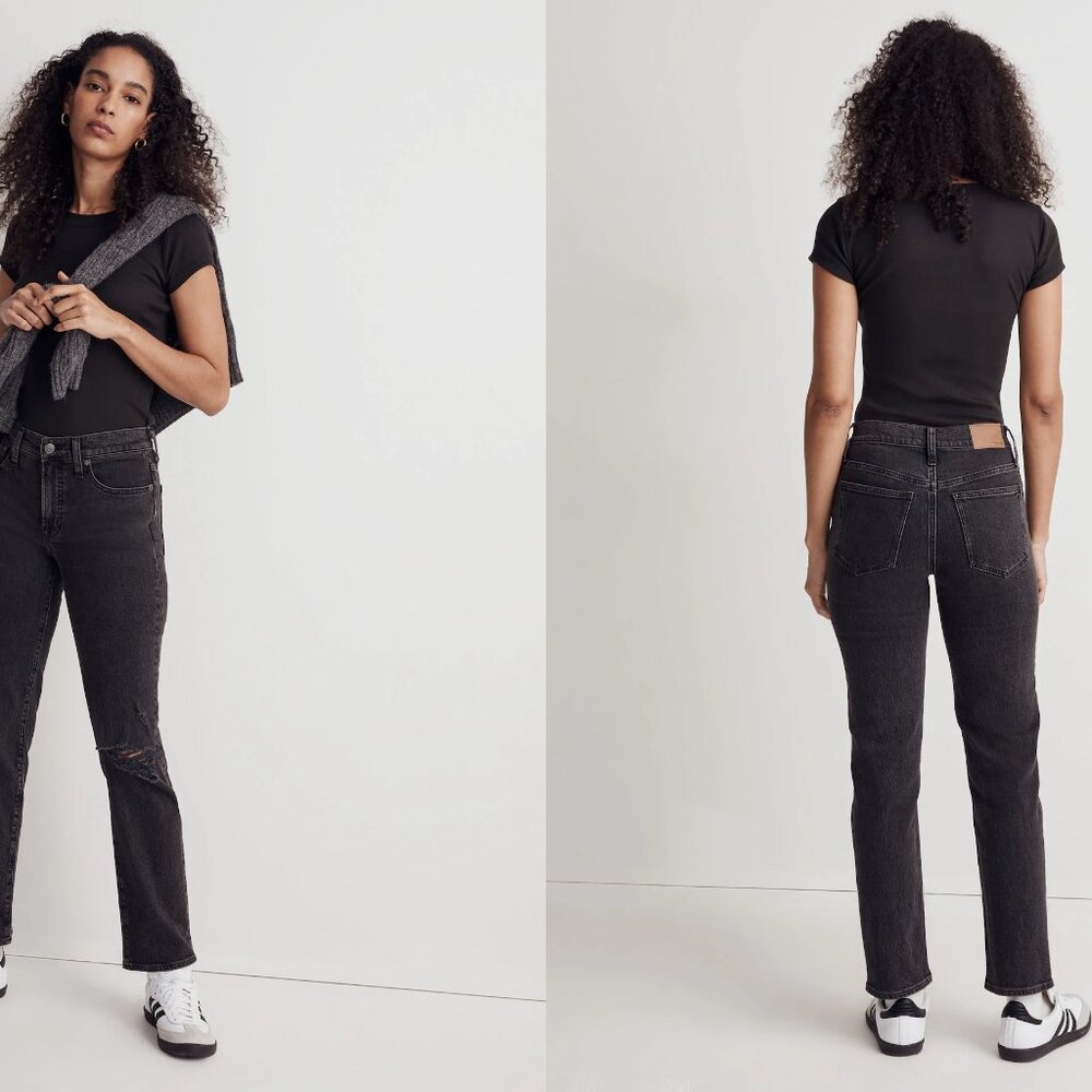 MADEWELL the mid-rise perfect vintage straight jeans in Rosella Wash (sz24)